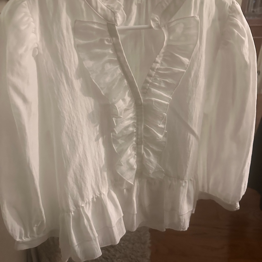 Karl Lagerfeld White Ruffled Blouse